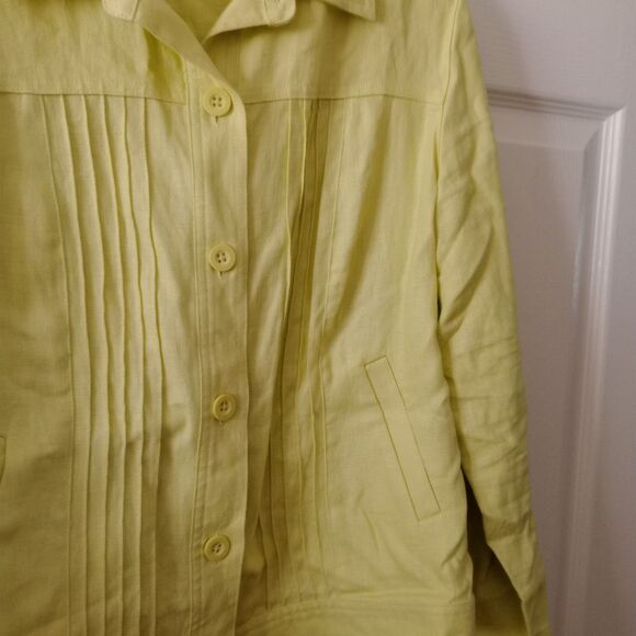 Relativity Green 100% Linen Long Sleeve Button Up Shirt L Women's - Picture 3 of 4